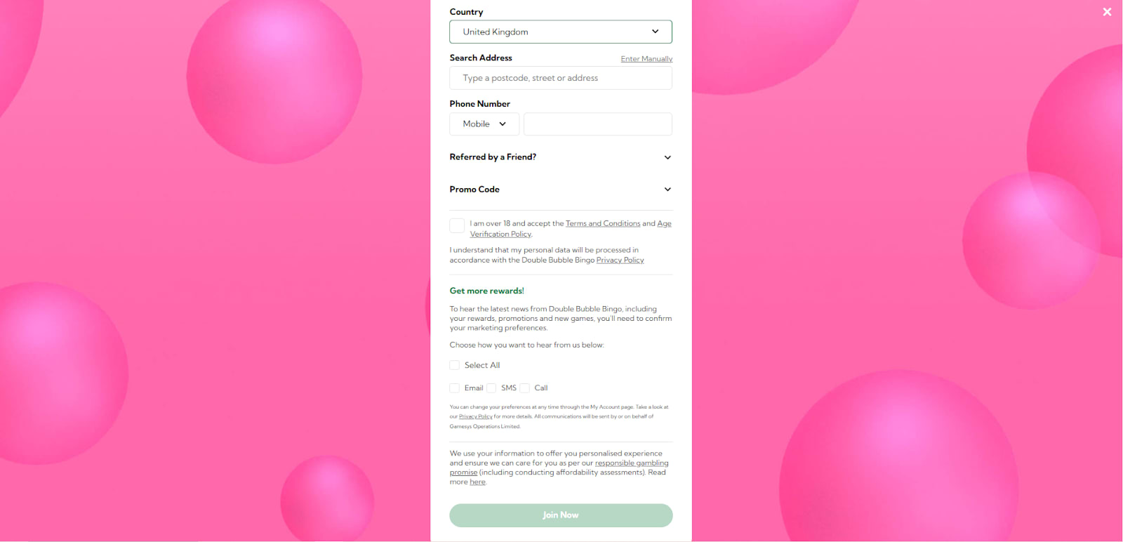 Double Bubble Casino Sign Up Form 2